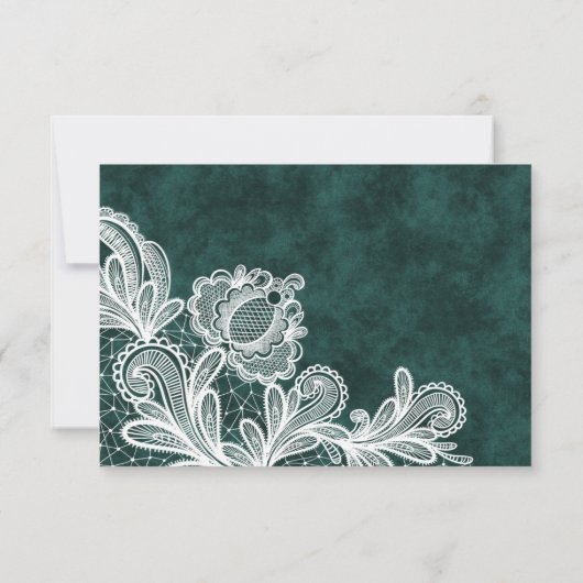 Lace Emerald Green Velvet Wedding Save the Date (Achterkant)