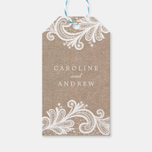 Lace en Burlap Wedding Cadeaulabel