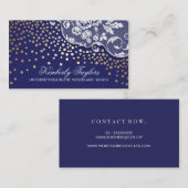 Lace en Gold Confetti Navy  Visitekaartje (Voorkant / Achterkant)