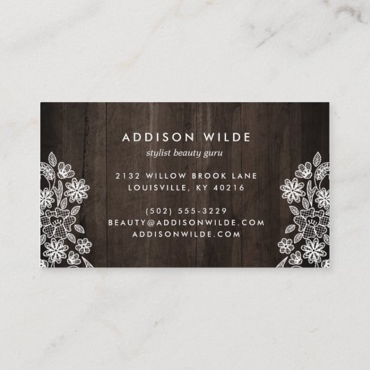 Lace en Hood String Lights Modern Elegant Visitekaartje (Achterkant)