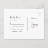 Lace en hout blush glitter rustige bruiloft RSVP Uitnodiging Briefkaart (Achterkant)
