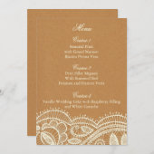 Lace en Kraft Paper Wedding Menu (Voorkant / Achterkant)