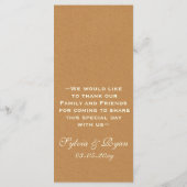 Lace en Kraft Paper Wedding Menu (Achterkant)