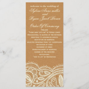 Lace en Kraft Paper Wedding Programma