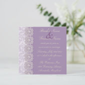 Lace en Pearls Lavender Wedding Invitation Kaart (Staand voorkant)
