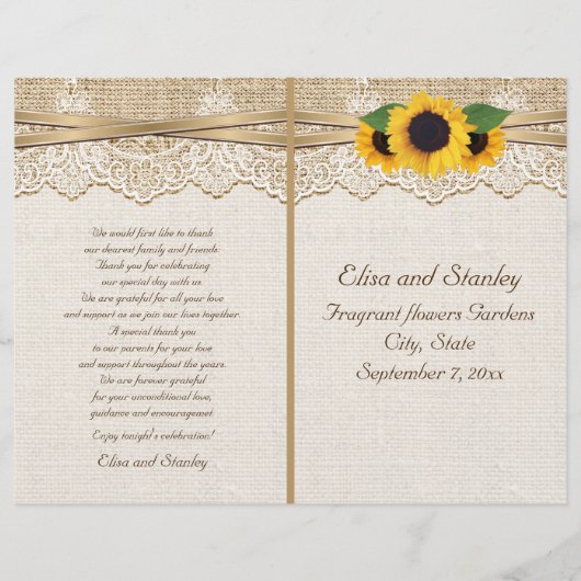 Lace en zonnebloemen, florale bruiloft (Voorkant)