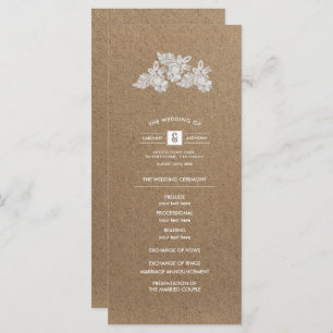 Lace Flowers   Kraft Paper Wedding Programs Programma