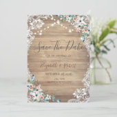 Lace Flowers Wood Texture, Lights Save The Date (Debout devant)