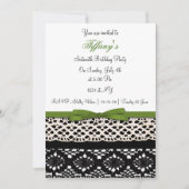 Lace green damask Sweet Sixteen party Invitation Kaart (Voorkant)