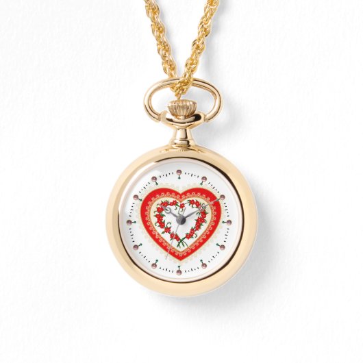 LACE HEART MET RODE STROMEN HORLOGE (Voorkant)