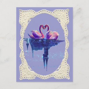 LACE HEART SWAN by SHARON SHARPE Briefkaart