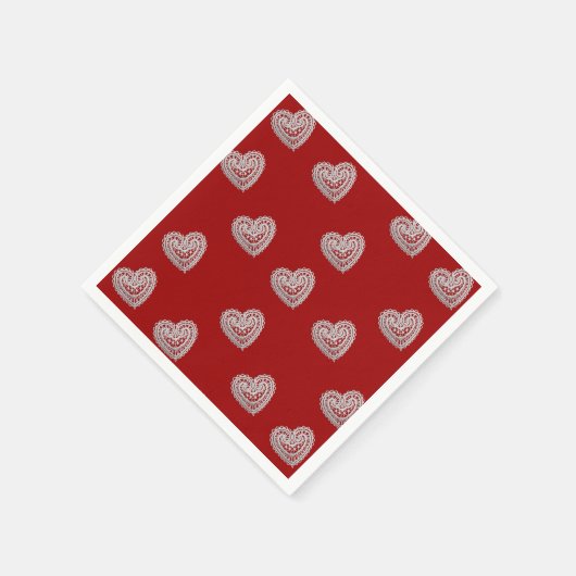 Lace Hearts Pattern Valentijn Napkins Servetten (Hoek)