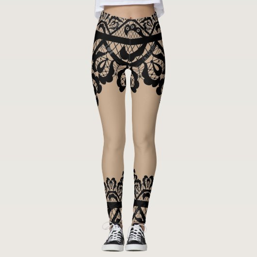 Lace Illusion Rok & laarzen Leggings (Voorkant)
