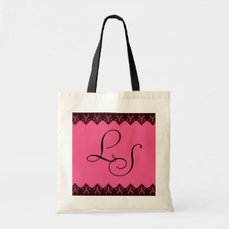 Lace Initialen Roze Tote Bag
