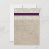 Lace ivoire et Burlap Look Plum carte RSVP (Dos)