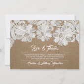 Lace | Kraft Paper Weddenschap Hartelijk dank Bedankkaart (Voorkant)