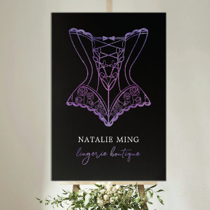 Lace Lingerie Boutique Logo Black Paars Poster