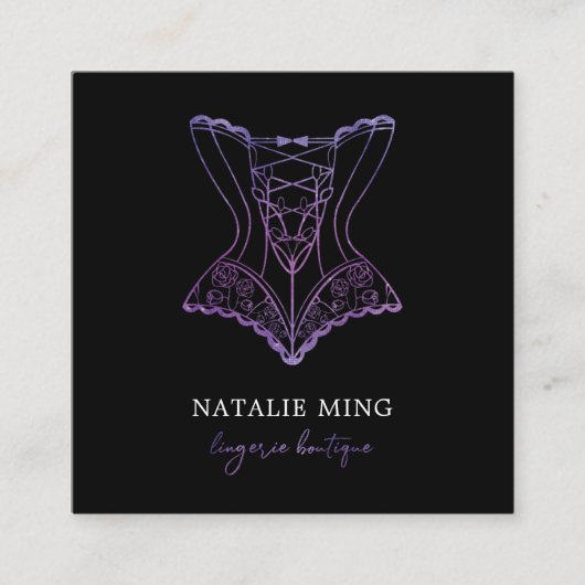 Lace Lingerie Boutique Logo Carte de visite violet (Devant)