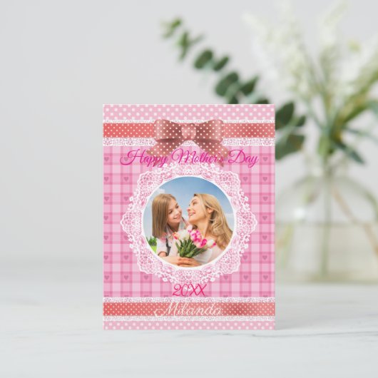 Lace Lint Gelukkige Moederdag Briefkaart (Staand voorkant)