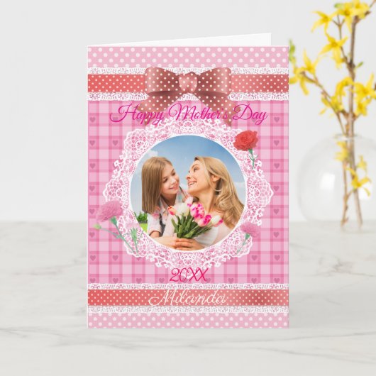 Lace lint Happy Mother's Day Kaart (Gele Bloem)