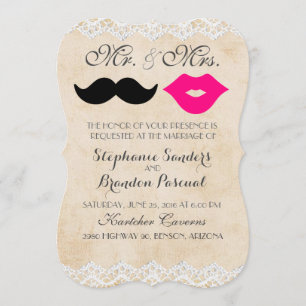  Lace Lips & Stache Uitnodigingen