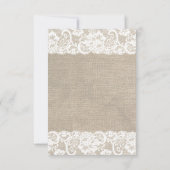 Lace look Rustic Burlap Wedding RSVP-kaart RSVP Kaartje (Achterkant)