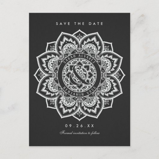 Lace Mandala Enregistrer la date Carte postale Mar (Devant)