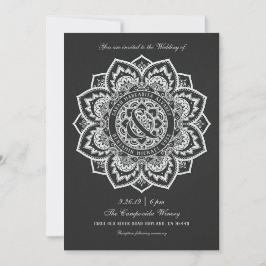 Lace Mandala Wedding Invitations Kaart (Voorkant)
