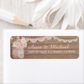 Lace Mason Jar & Wood Mariages Étiquettes de adres (En situation)