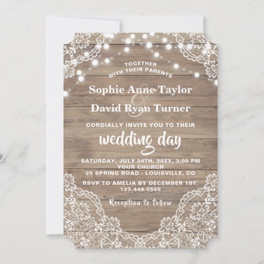  Lace Old Barn String Lights Wedding Kaart (Voorkant)