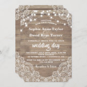 Lace Old Barn String Lights Wedding Kaart (Voorkant / Achterkant)