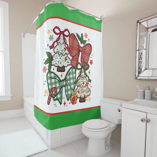 Lace Plaid Coquette For Christmas  Douchegordijn (In situ)