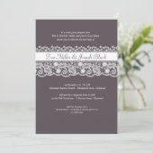 Lace Ribbon Wedding Invitation Kaart (Staand voorkant)