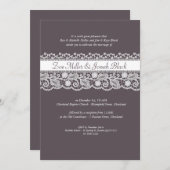 Lace Ribbon Wedding Invitation Kaart (Voorkant / Achterkant)