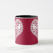 Lace rode hartbladeren florale bloedbad Valentijns Mok (Midden)