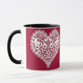 Lace rode hartbladeren florale bloedbad Valentijns Mok (Links)