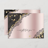 Lace Roos Gold Metallic Glitter Cadeaubon (Voorkant / Achterkant)