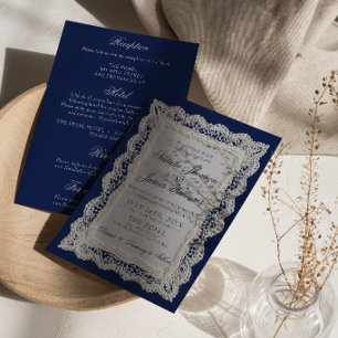 Lace Royale Blau Old Money All-in-One Trouwfeest Kaart