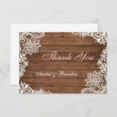 Lace Rustic Wood - Hartelijk dank Bedankkaart (Voorkant / Achterkant)