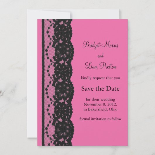 Lace Save the Date (fuchsia) (Voorkant)
