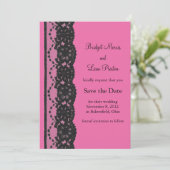 Lace Save the Date (fuchsia) (Staand voorkant)