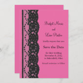 Lace Save the Date (fuchsia) (Voorkant / Achterkant)