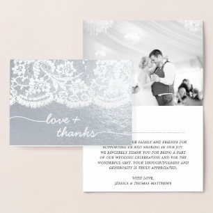 Lace Script Foto bruiloft Dank u Folie Kaarten