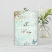 Lace Scroll, Bluebird & Tassels Invite Kaart (Staand voorkant)