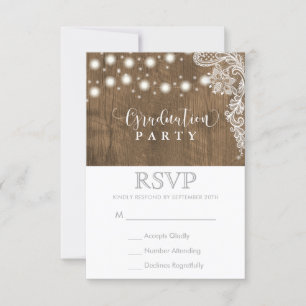 Lace String Light Rustic Graduation Party RSVP Kaartje