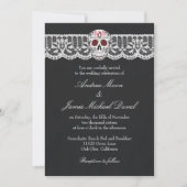 Lace Sugar Skull Chalkboard Mariage Invitations (Devant)