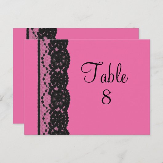Lace Table Numer Briefkaart (fuchsia) (Voorkant / Achterkant)
