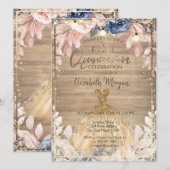 Lace, Tiara, Lights, Dress Wood Flowers Quinceañer Kaart (Voorkant / Achterkant)