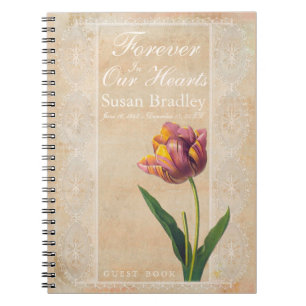 Lace Tulips for ever Funeral Guest Book Notitieboek
