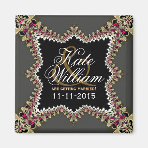  Lace Wedding Announcement Magnet Magneet